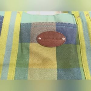 Tommy Hilfiger plaid medium tote purse green/blue/ yellow